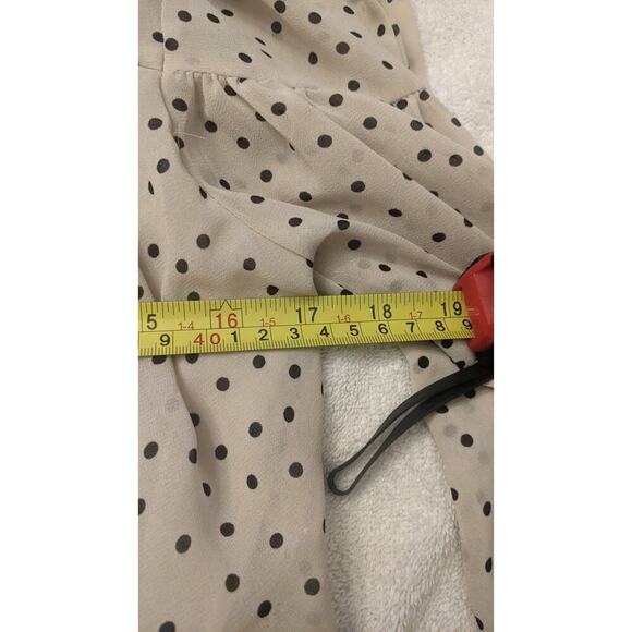 Vestique Small Cream Polka Dot Blouse w/ Tie. Sheer with lining   Coquette Y2K, - Picture 8 of 9